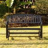 Gardenised Gardenised Outdoor Black Steel Swing, Powder Coated Glider Bench, Loveseat Lawn Rocker Bench for Yard, Patio, Garden and Deck QI003392